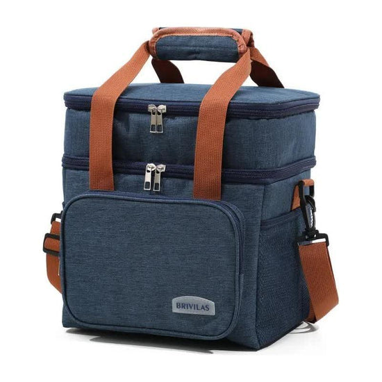 Blue Large Capacity Lunch Bag - Dual-Layer Insulated Cooler Bag for Outdoor, Picnic, and Work Use
