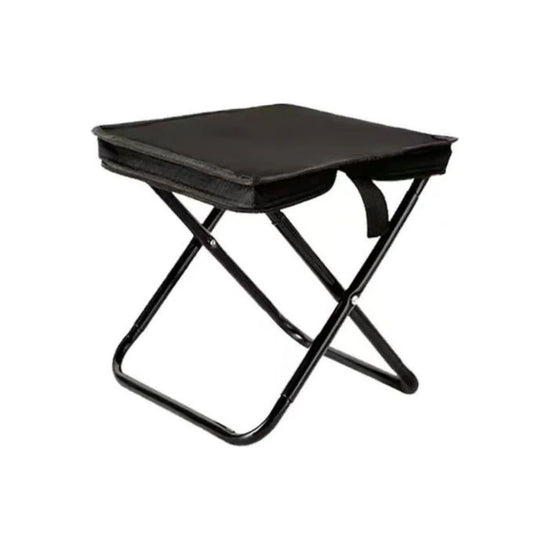Black Outdoor Folding Stool with Carrying Handle - Portable Camping Seat, Fishing Chair, Collapsible Zipper Stool for Outdoors, Queueing, and More