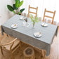 140cm*90cm Grey Striped Cotton Linen Embroidered Tassel Tablecloth - European & American Pastoral Style for Restaurants