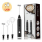 Black 304 Stainless Steel 3-Speed Handheld Electric Milk Frother, Egg Beater, Paint Mixer, and Milk Powder Blender