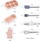 Pink 7-Piece Silicone Bakeware Set with Whisk, Spatula, Brush, Gloves, and Cake Molds for Home Baking