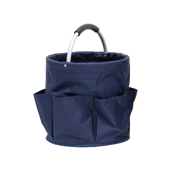 Navy Blue Portable Picnic Basket, Foldable Outdoor Beach Basket with Handle, Multi-Use Storage and Wash Bag