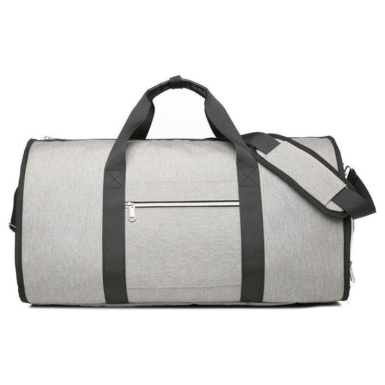 Grey Multi-Functional Travel Duffel Bag with Suit Storage, Foldable Garment Bag for Business Trips