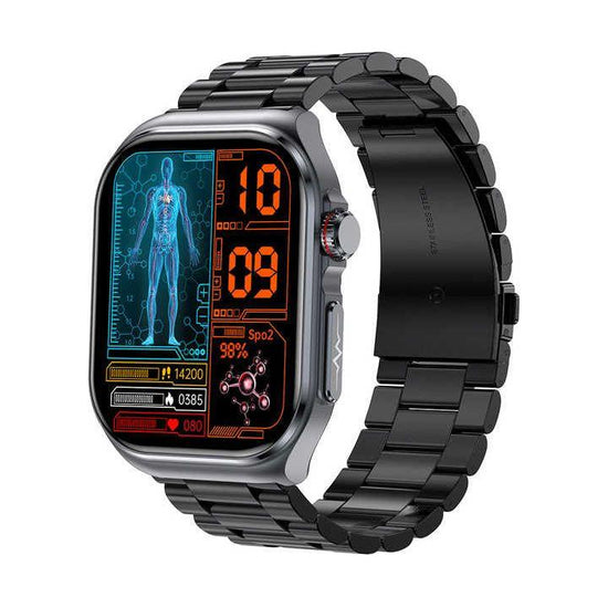 Black Smartwatch with Bluetooth Calling, ECG, Blood Pressure, Heart Rate, and Multi-Sport Modes