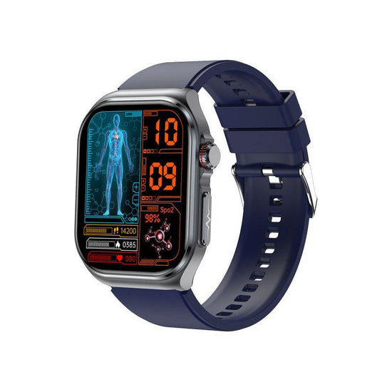 Blue Smartwatch with Bluetooth Calling, ECG, Blood Pressure, Heart Rate, and Multi-Sport Modes