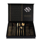 Gold Color Premium 24-Piece Stainless Steel Cutlery Set - Elegant Golden Steak Knife, Fork, and Spoon Set in Luxury Gift Box
