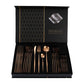 Rose Gold Color Premium 24-Piece Stainless Steel Cutlery Set - Elegant Golden Steak Knife, Fork, and Spoon Set in Luxury Gift Box