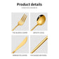 Rose Gold Color Premium 24-Piece Stainless Steel Cutlery Set - Elegant Golden Steak Knife, Fork, and Spoon Set in Luxury Gift Box