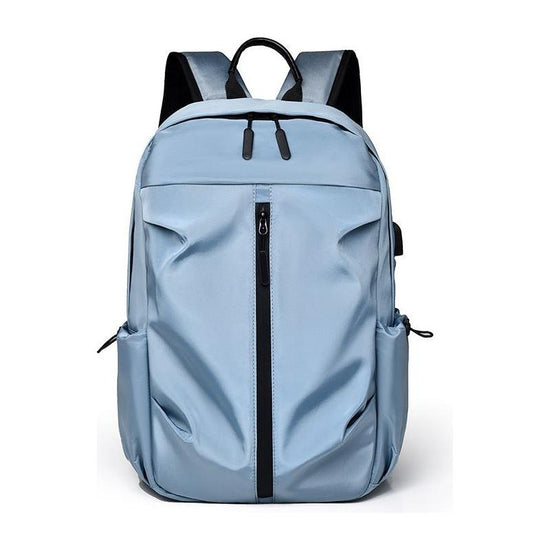 Sky Blue Business Casual Laptop Backpack with USB Charging Port - Travel, Work, and Student Use