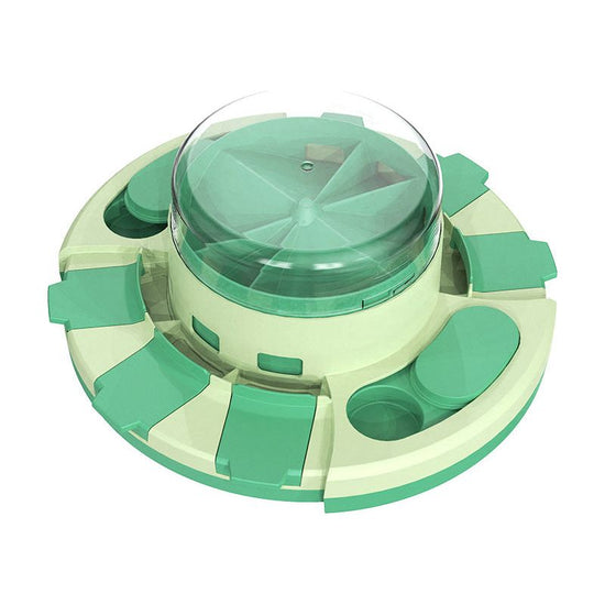 Green Interactive Dog Puzzle Toy - Press and Feed Slow Feeder with Treat Dispenser