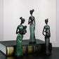 Green Exotic Resin Figurine Set - African-Style Home Decor Accents for Tabletop and Shelf Display
