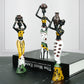 Green Exotic Resin Figurine Set - African-Style Home Decor Accents for Tabletop and Shelf Display