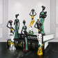 Green Exotic Resin Figurine Set - African-Style Home Decor Accents for Tabletop and Shelf Display