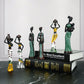 Green Exotic Resin Figurine Set - African-Style Home Decor Accents for Tabletop and Shelf Display
