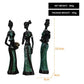 Green Exotic Resin Figurine Set - African-Style Home Decor Accents for Tabletop and Shelf Display