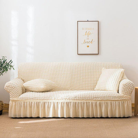 Elastic sofa cover wax white (305-360cm)