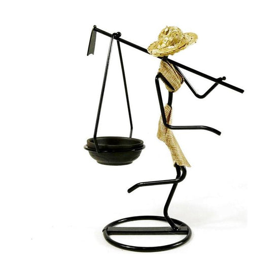 Long Golden Dress Modern Iron Art Candle Holder - Stylish Decorative Candle Stand for Living Room, Dining Room, and Study