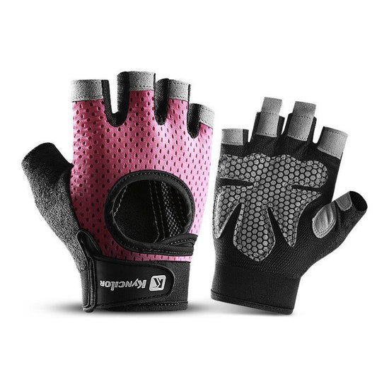 M Pink Fingerless Sports Gloves - Non-Slip Silicone Palm Pads for Cycling, Weightlifting, and Fitness Training