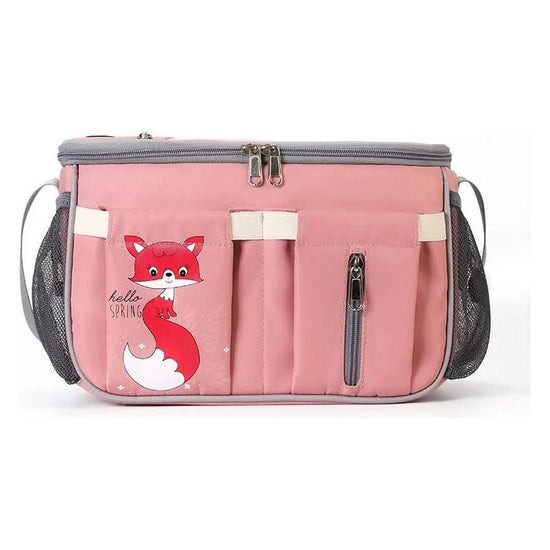 Pink Stroller Organizer Bag - Multi-Functional Baby Bag with Touchscreen Window, USB Port, and Bottle Holders