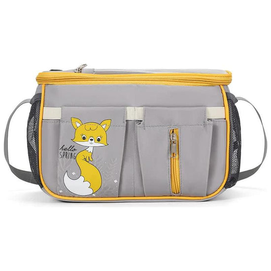 Grey Stroller Organizer Bag - Multi-Functional Baby Bag with Touchscreen Window, USB Port, and Bottle Holders