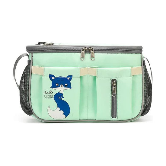 Green Stroller Organizer Bag - Multi-Functional Baby Bag with Touchscreen Window, USB Port, and Bottle Holders