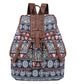 Bohemian Style Canvas Backpack - Vintage Tribal Pattern Travel Bag with Leather Straps