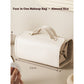 White Roll-Up Travel Makeup Bag - Compact Cosmetic Organizer with Multiple Compartments