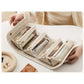 Brown Roll-Up Travel Makeup Bag - Compact Cosmetic Organizer with Multiple Compartments