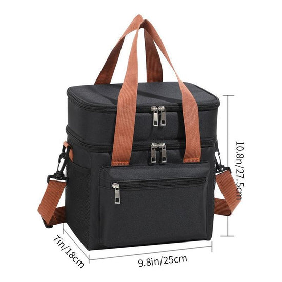 Black Waterproof Insulated Lunch Bag - Leakproof Thermal Cooler for Food and Drinks