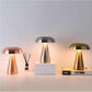 Silver Modern Mushroom Table Lamp - Minimalist Metal Design for Home and Office