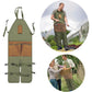 Khaki Pocket Heavy-Duty Gardening Apron with Adjustable Straps and Multi-Pocket Design