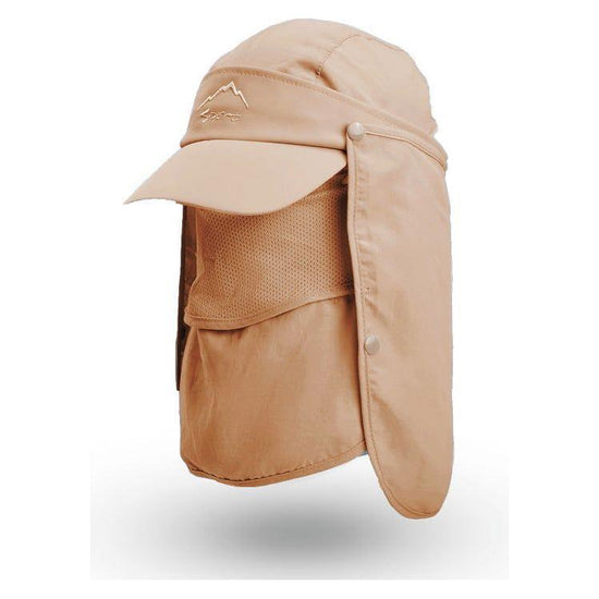 Khaki UV Protection 4-in-1 Outdoor Sun Hat with Removable Flaps