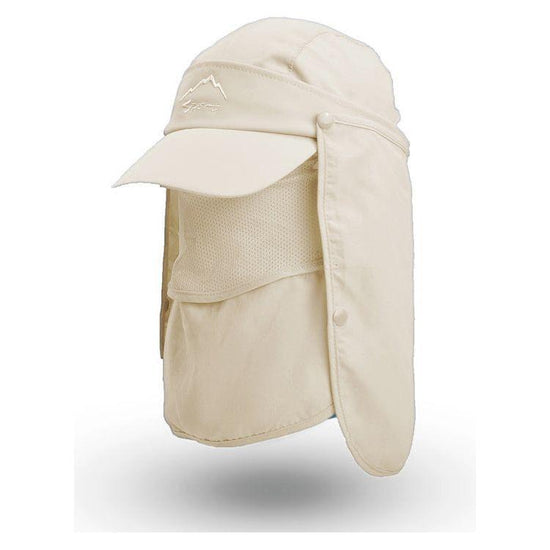 Beige UV Protection 4-in-1 Outdoor Sun Hat with Removable Flaps