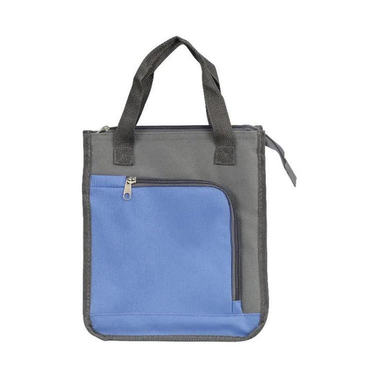 Blue Portable Insulated Lunch Bag for Office, Picnic, and Grocery Use