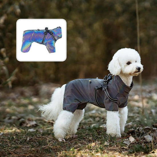 L Laser Adjustable Waterproof Reflective Dog Raincoat with Harness Design