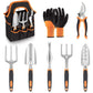 Orange 8-Piece Heavy-Duty Gardening Tool Set with Ergonomic Handles and Storage Bag