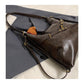 Dark Brown Elegant Faux Leather Shoulder Bag with Adjustable Strap