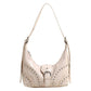 White Vintage Studded PU Leather Shoulder Bag with Adjustable Strap