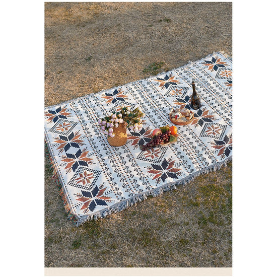 Lucky Cat Bohemian Style Outdoor Picnic Blanket - 130*180cm Decorative Throw