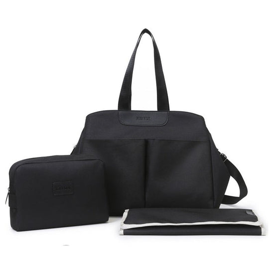 Black Multi-functional Baby Diaper Bag with Changing Mat - Travel & Stroller-Friendly Design