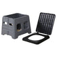 Grey Portable Folding Outdoor Toilet with Lid - Heavy Duty 150kg Capacity