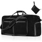 Black Large Foldable Travel Duffel Bag with Shoe Compartment and Carry Pouch - Lightweight, Durable, and Spacious