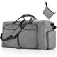 Grey Large Foldable Travel Duffel Bag with Shoe Compartment and Carry Pouch - Lightweight, Durable, and Spacious