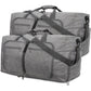 Grey Large Foldable Travel Duffel Bag with Shoe Compartment and Carry Pouch - Lightweight, Durable, and Spacious