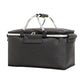 Black Portable Aluminum Foil Insulated Picnic Basket with Zipper Lid, 40x20x23cm