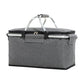 Grey Portable Aluminum Foil Insulated Picnic Basket with Zipper Lid, 40x20x23cm