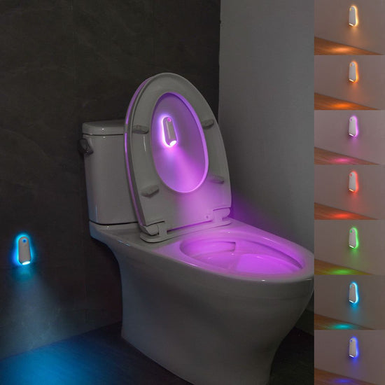 LED Motion Sensor Toilet Night Light - 8-Color Adjustable Glow with Modern Design