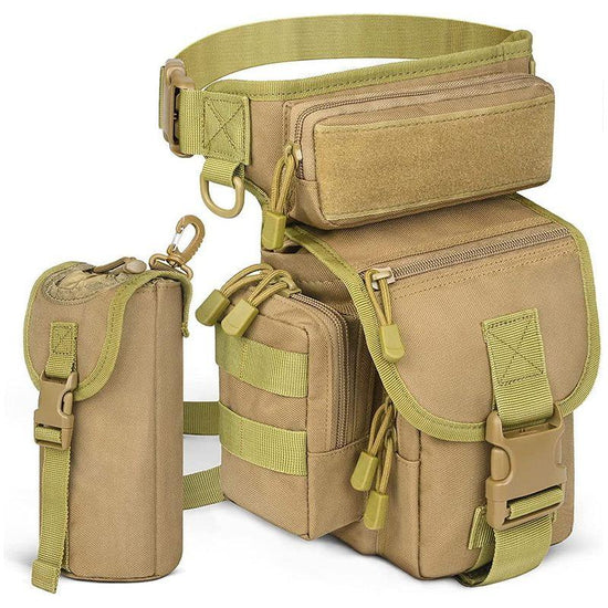 Beige Outdoor Tactical Military Leg Bag - Durable Multi-Pocket Utility Waist Pack