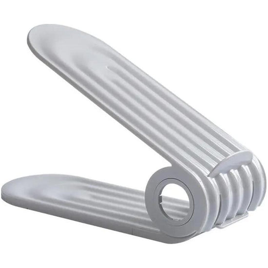 2 PCS Grey Adjustable Shoe Slot Organizer - Space-Saving Shoe Storage Solution for Closet and Shelf