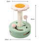 Green-pink Interactive Cat Scratching Post with Playful Ball Toys, Flower Design - 35cm Height, 26cm Base